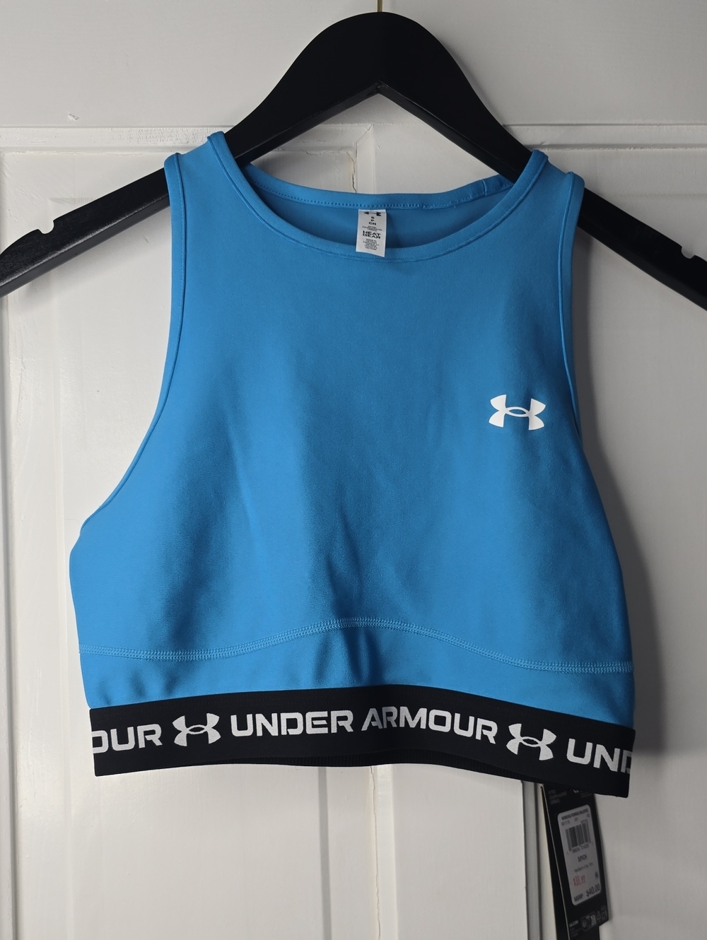 Under Armour Women's Bright Blue Crop Athletic Tank with Black Logo Band